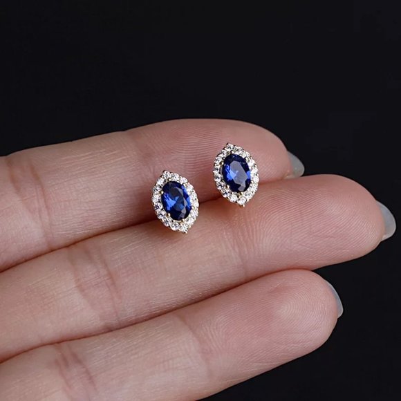 Beautiful Sapphire S925 Dainty Earrings - Picture 3 of 8